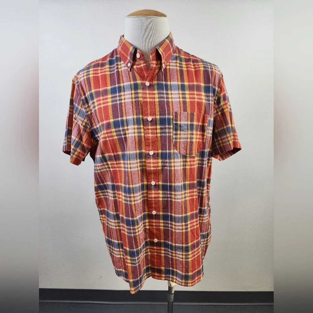 J. Crew Multicolor Plaid Short Sleeve Button Down Shirt Men’s Size XL